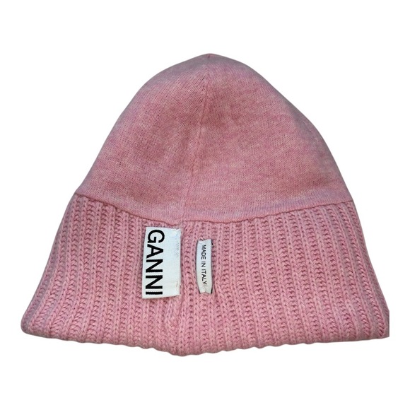 Ganni Pink Ribbed Beanie - Picture 5 of 6